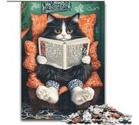 Puzzle 1000 pièces pour Adultes Chat lisant Un Journal Puzzles pour Adultes Jeu d'intérieur éducatif et Amusant pour la décoration intérieure (Taille 26x38cm)