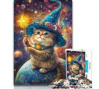 Puzzle 1000 pièces pour Adultes Chat Magicien Puzzle 1000 pièces pour Adolescents et Adultes, idéal comme Cadeau pour Toute la Famille pour et 14 Ans 50x75cm