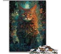 Puzzle 1000 pièces pour Adultes Chat Maine Coon coloré en Bois, Cadeau pour Hommes et Femmes, Quotidien et Occasions spéciales 50x75cm Activité de Jeu familiale captivante