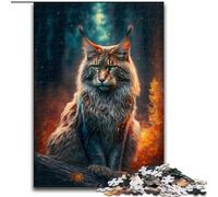 Puzzle 1000 pièces pour Adultes Chat Maine Coon coloré en Bois, Parfait pour s'amuser en Famille pour Les Anniversaires, Noël 50x75cm Activité de Jeu familiale captivante