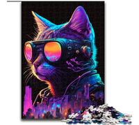 Puzzle 1000 pièces pour Adultes Chat Mignon en Bois, Parfait pour s'amuser en Famille pour Les Anniversaires, Noël 50x75cm Activité de Jeu familiale captivante