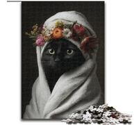 Puzzle 1000 pièces pour Adultes - Chat Noir Abstrait Artistique - Puzzle 1000 pièces pour Adultes - Un Casse-tête Stimulant pour Les Adolescents et Les familles (Taille 50x75cm)