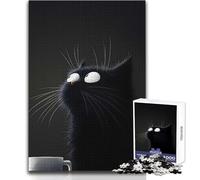 Puzzle 1000 pièces pour Adultes - Chat Noir Curieux - Jeu de défi Unique - Course de Vitesse Manuelle - Jouet éducatif - Dimensions:50x75cm