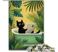 Puzzle 1000 pièces pour Adultes Chat Noir dans la Baignoire, Jeux, Jouets, Cadeaux d'anniversaire Uniques pour Les Enfants de 14 Ans et Plus (Taille 50x75cm)