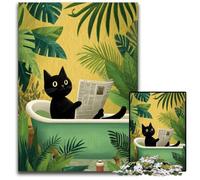 Puzzle 1000 pièces pour Adultes Chat Noir dans la Baignoire Puzzles en Carton Jeux Jouets Cadeau, Renforcer l'amour Entre Couples pour Les 14 Ans et Plus 26x38cm
