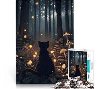 Puzzle 1000 pièces pour Adultes Chat Noir dans la forêt enchantée Difficile et défi Renforcer l'amour Entre Les Couples 50x70cm