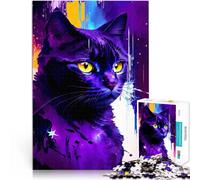 Puzzle 1000 pièces pour Adultes Chat Noir Galactique 3 Réduction du Stress intéressante est idéal comme Cadeau pour Toute la Famille 75x50cm