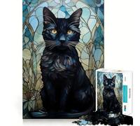 Puzzle 1000 pièces pour Adultes Chat Noir Kintsugi Art Art à articulations Pointues,Jeu de résolution de problèmes,Moment de détente et de Divertissement,décoration de Noël (38x26cm)