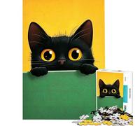 Puzzle 1000 pièces pour Adultes Chat Noir Mignon Qui Regarde par-Dessus Le Bord Jeu éducatif et Pratique Idée Cadeau éducative (Dimensions 38x52cm)