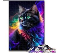 Puzzle 1000 pièces pour Adultes Chat Noir Mystique, Jouet éducatif idéal comme Cadeau pour Toute la Famille à partir de 14 Ans (Taille 26x38cm)