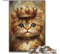 Puzzle 1000 pièces pour Adultes Chat Portant Une Couronne, Jeux éducatifs, décoration d'intérieur, idéal pour la décoration de Bureau (Taille 50x75cm)