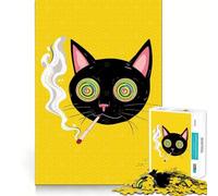 Puzzle 1000 pièces pour Adultes Chat psychédélique fumant, Assemblage Parfait, Jeu de réflexion Artistique, Cadeau, Jeu Lent, décoration Murale de Noël (38x26cm)