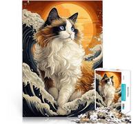 Puzzle 1000 pièces pour Adultes Chat Ragdoll dans Les Vagues Jeux éducatifs Décoration d'intérieur décoration Murale 38x26cm