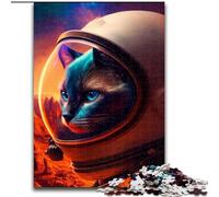 Puzzle 1000 pièces pour Adultes Chat Siamois de l'espace en Bois, idéal pour s'amuser en Famille, se détendre et Offrir des Cadeaux de Vacances 50x75cm Fête d'anniversaire pour Hommes Femmes
