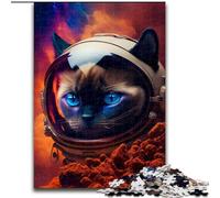 Puzzle 1000 pièces pour Adultes, Chat Siamois de l'espace, en Bois, pour Les Parents, Les Amoureux et Les Amis à partir de 14 Ans, 50x75cm, idéal pour Un Anniversaire, des Vacances.