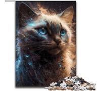 Puzzle 1000 pièces pour Adultes Chat Siamois en Carton, Cadeau pour Hommes et Femmes, pour Tous Les Jours et Occasions spéciales, 1000 pièces(26x38cm)