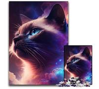 Puzzle 1000 pièces pour Adultes, Chat Siamois, nébuleuse, Puzzle Impossible pour Adultes, décoration idéale pour la Maison ou Le Bureau, Cadeau de Noël idéal 50x75cm/19,68x29,52 Pouces