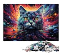 Puzzle 1000 pièces pour Adultes Chat Siamois psychédélique coloré défi éducatif Anti-Stress défi Difficile 1000 pièces (75 x 50 cm)