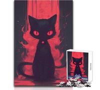 Puzzle 1000 pièces pour Adultes - Chat Sombre et étrange - Jeu de détente et de Relaxation en intérieur - Pièces précises à découper - Dimensions:38x52cm