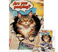 Puzzle 1000 pièces pour Adultes Chat sortant d'une Page de BD Jeu Impossible Apprentissage éducatif Jouet à Monter soi-même Collection d'artistes Beaux-Arts (50x75cm)