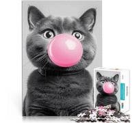 Puzzle 1000 pièces pour Adultes Chat soufflant du Chewing-Gum pour Le Jeu éducatif Challenge Toy Une œuvre d'art 38x26cm