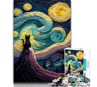 Puzzle 1000 pièces pour Adultes, Chat sous Le Ciel étoilé, pour Adolescents, Jouets éducatifs, Jeux familiaux, Anniversaires et Cadeaux Uniques (Taille 75x50cm)