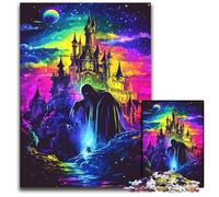Puzzle 1000 pièces pour Adultes Château Arc-en-Ciel Puzzles en Bois Design Complexe pour Adolescents, décoration DIY et Divertissement Stimulant pour Le Cerveau 50x75cm