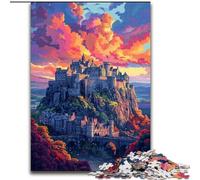Puzzle 1000 pièces pour Adultes, Château de Caernarfon coloré, en Bois, idéal pour Les Anniversaires, Noël et Halloween, 50x75cm, décoration Artistique à Faire soi-même, Cadeau d'anniversaire idéal.