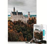 Puzzle 1000 pièces pour Adultes Château de Neuschwanstein Décoration soignée Jeu de Construction Jeu de Paix Décoration d'anniversaire Cadeau (38x52cm)