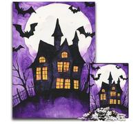 Puzzle 1000 pièces pour Adultes Château d'halloween Puzzles en Bois pour Les Anniversaires, Les Vacances, Noël 50x75cm