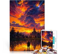 Puzzle 1000 pièces pour Adultes Château Fantastique au Coucher du Soleil défi éducatif est idéal comme Cadeau pour Toute la Famille 38x26cm