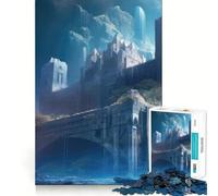 Puzzle 1000 pièces pour Adultes Château Mythologie Cascade Décoration soignée Jeu de Construction Jeu de Paix Cadeau d'anniversaire (38x52cm)