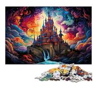 Puzzle 1000 pièces pour Adultes château psychédélique coloré décoration Murale pour Les Adolescents de 14 Ans et Plus 1000 pièces (75 x 50 cm)