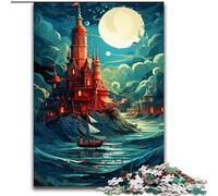 Puzzle 1000 pièces pour Adultes Château sur la mer en Bois, idéal pour Les Anniversaires, Noël et Halloween 50x75cm Décoration Artistique DIY, Cadeau d'anniversaire idéal