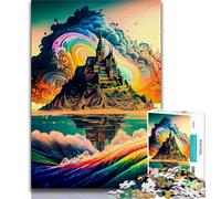 Puzzle 1000 pièces pour Adultes Château sur Une île 1000 pièces pour Adolescents Jeux d'activités familiales stimulants Jouet à Faire soi-même pour décoration Murale de la Maison Cadeaux 38x26cm