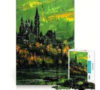 Puzzle 1000 pièces pour Adultes Château sur Une île Jeu de Concentration et de précision,Cadeau,Jeu pour Passer Le Temps,scène de Noël (38x26cm)