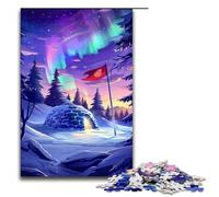 Puzzle 1000 pièces pour Adultes châteaux de Glace sous Les aurores boréales œuvres d'art Cadeaux d'anniversaire décoration Murale 1000 pièces