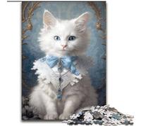 Puzzle 1000 pièces pour Adultes Chaton Blanc Moelleux en Carton, Casse-tête Stimulant pour Adolescents, soirée de Jeux en Famille Amusante 1000 pièces(26x38cm)