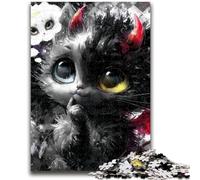 Puzzle 1000 pièces pour Adultes : Chaton Diable, Aide Le Cerveau à exercer, Jouets addictifs pour cultiver la Patience, Convient aux Couples, 50x75cm