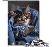 Puzzle 1000 pièces pour Adultes Chaton étoilé Puzzle 1000 pièces pour Adultes Jeu d'activités familiales pour Adolescents, Casse-tête Stimulant (Taille 26x38cm)