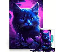 Puzzle 1000 pièces pour Adultes Chatons Ciel Violet Découpe précise Art Jeu créatif et intellectuel Loisirs Jeu Amusant Cadeau d'anniversaire (50x75cm)