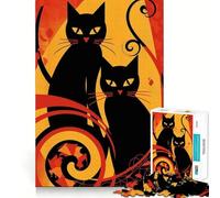 Puzzle 1000 pièces pour Adultes Chats Noirs Articulations Pointues,Jeu de résolution de problèmes,Moment de détente et de Divertissement,décoration de Noël (38x26cm)