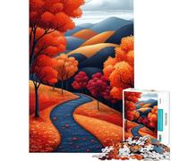 Puzzle 1000 pièces pour Adultes Chemin d'automne à Travers Les collines Jeu Amusant et Difficile Cadeau Original pour Un Anniversaire ou Autre (Dimensions 38x52cm)