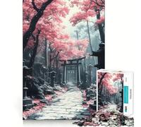 Puzzle 1000 pièces pour Adultes,Chemin de cerisiers en Fleurs,Paysage Japonais,Jeu d'assemblage précis,Jouet de compétences cognitives,Moment de détente,Cadeau de Loisirs Festif (38x52cm)