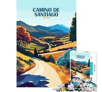 Puzzle 1000 pièces pour Adultes Chemin de Saint-Jacques-de-Compostelle Espagne Paysage Art Jeux relaxants Apprentissage Jouets éducatifs Cadeaux Père Noël Secret Activités familiales (Taille 38x26cm)