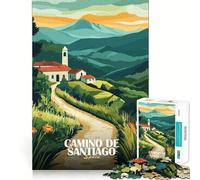 Puzzle 1000 pièces pour Adultes Chemin de Saint-Jacques-de-Compostelle,Espagne,Paysage Artistique,Assemblage Parfait,Jeu de réflexion,Cadeau,Jeu Lent,décoration Murale de Noël (50x75cm)