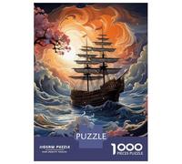 Puzzle 1000 Pièces pour Adultes Cherry Blossom Pirate Ship Puzzle Casse-tête Difficile, Idéal comme Cadeau pour Toute La Famille 52x38cm/1000pcs