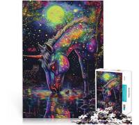 Puzzle 1000 pièces pour Adultes Cheval aux Yeux Rouges Jeu Familial Anti-Stress Défi Difficile Une œuvre d'art 38x26cm