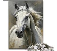 Puzzle 1000 pièces pour Adultes Cheval Blanc, Jouet éducatif idéal comme Cadeau pour Toute la Famille à partir de 14 Ans (Taille 50x75cm)