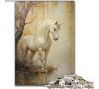 Puzzle 1000 pièces pour Adultes : Cheval Blanc rétro, pour la décoration intérieure, Divertissement en Famille, à partir de 14 Ans (Taille : 26 x 38 cm)